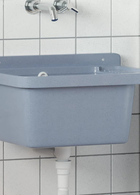 Wasbak wandgemonteerd 50x35x24 cm hars grijs