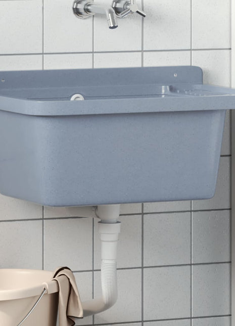 Wasbak wandgemonteerd 60x40x28 cm hars grijs