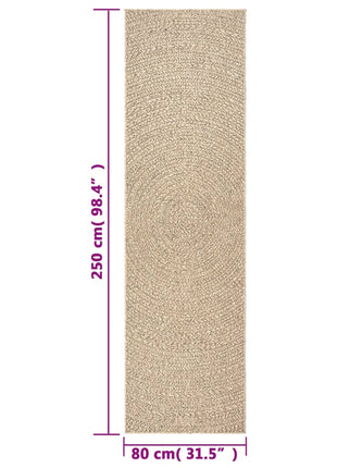 Vloerkleed ZIZUR binnen en buiten 80x250 cm jute look