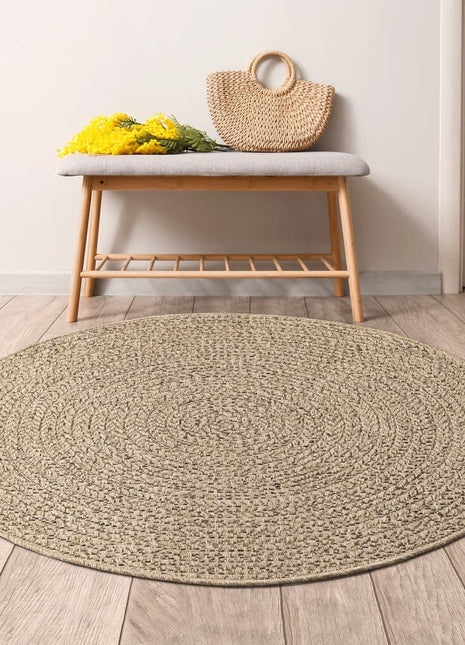 Vloerkleed ZIZUR binnen en buiten Ø 200 cm jute look