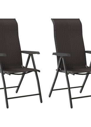 Tuinstoelen 2 st inklapbaar poly rattan zwarte koffiekleur