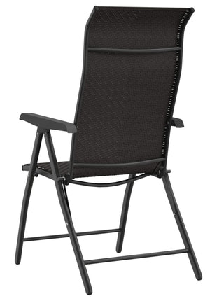 Tuinstoelen 2 st inklapbaar poly rattan zwarte koffiekleur