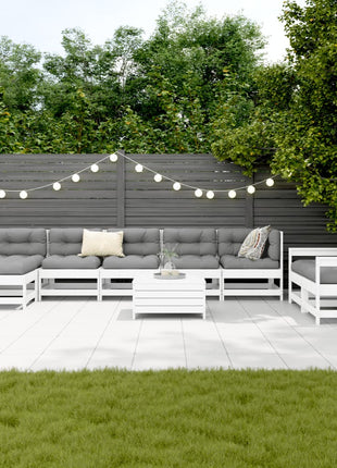 10-delige Loungeset massief grenenhout wit