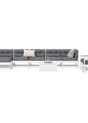 10-delige Loungeset massief grenenhout wit