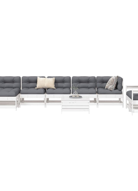 10-delige Loungeset massief grenenhout wit