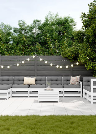 10-delige Loungeset massief grenenhout wit