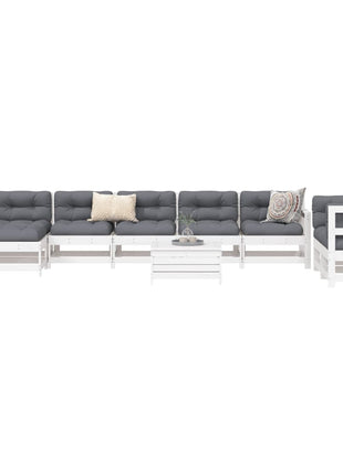 10-delige Loungeset massief grenenhout wit