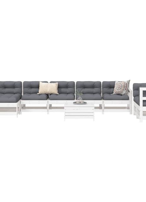 10-delige Loungeset massief grenenhout wit