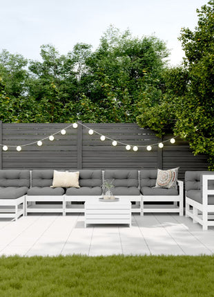 10-delige Loungeset massief grenenhout wit
