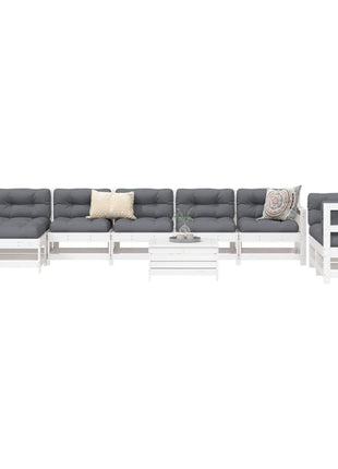 10-delige Loungeset massief grenenhout wit