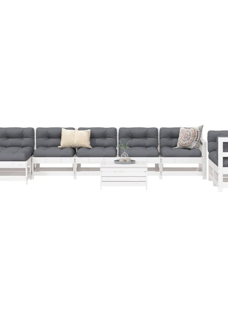 10-delige Loungeset massief grenenhout wit