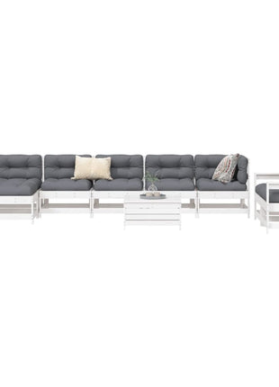 10-delige Loungeset massief grenenhout wit