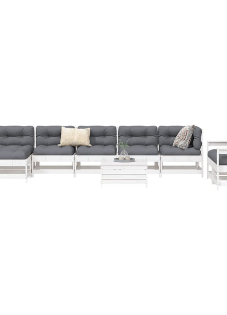 10-delige Loungeset massief grenenhout wit