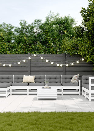 10-delige Loungeset massief grenenhout wit