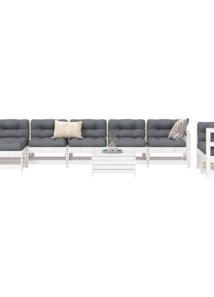 10-delige Loungeset massief grenenhout wit