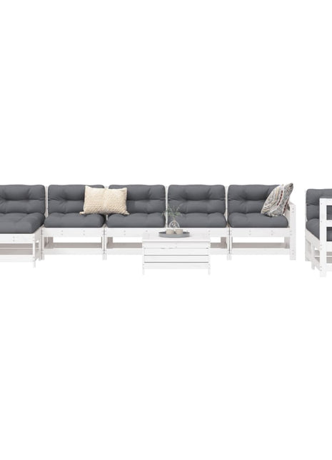10-delige Loungeset massief grenenhout wit