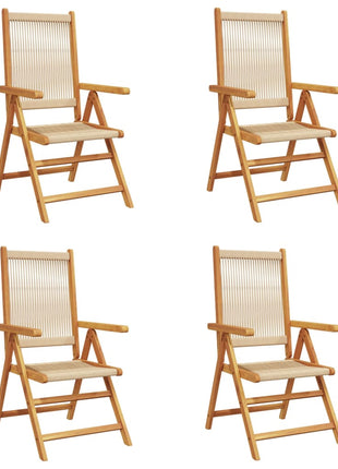 Tuinstoelen 4 st verstelbaar massief acaciahout beige