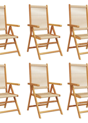 Tuinstoelen 6 st verstelbaar massief acaciahout beige