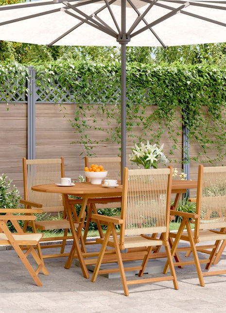 Tuinstoelen 6 st verstelbaar massief acaciahout beige