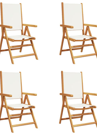 Tuinstoelen 4 st massief hout en stof crèmewit