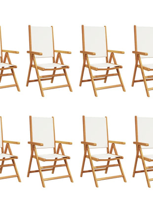 Tuinstoelen 8 st verstelbaar massief hout en stof crèmewit