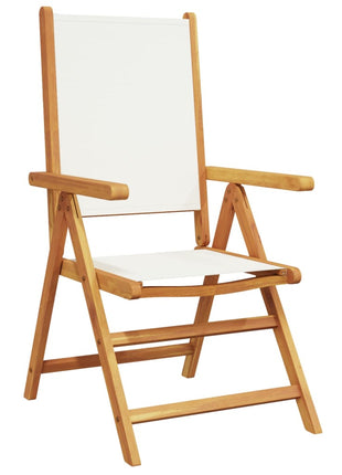 Tuinstoelen 8 st verstelbaar massief hout en stof crèmewit