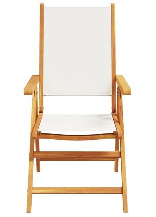 Tuinstoelen 8 st verstelbaar massief hout en stof crèmewit