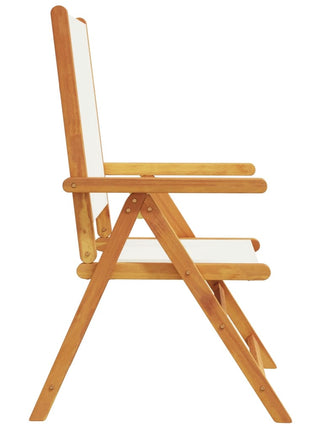 Tuinstoelen 8 st verstelbaar massief hout en stof crèmewit
