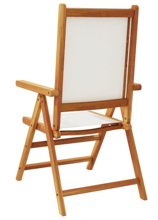 Tuinstoelen 8 st verstelbaar massief hout en stof crèmewit