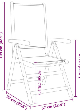 Tuinstoelen 8 st verstelbaar massief hout en stof crèmewit
