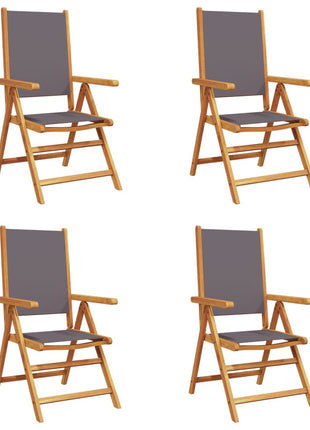Tuinstoelen 4 st verstelbaar hout en stof antracietkleurig