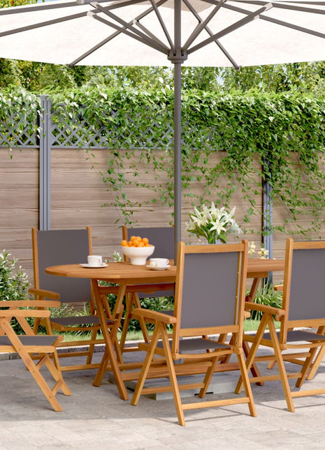Tuinstoelen 6 st verstelbaar hout en stof antracietkleurig