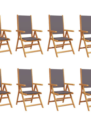 Tuinstoelen 8 st verstelbaar hout en stof antracietkleurig