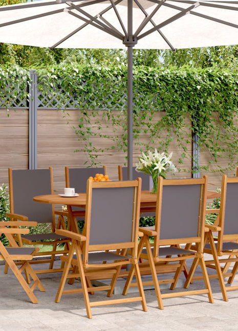 Tuinstoelen 8 st verstelbaar hout en stof antracietkleurig