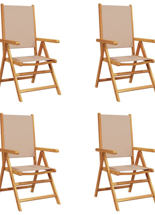 Tuinstoelen 4 st inklapbaar stof en massief hout taupe