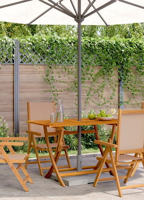 Tuinstoelen 4 st inklapbaar stof en massief hout taupe