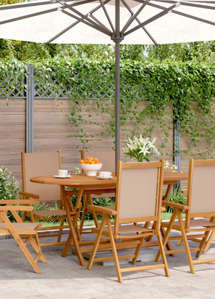 Tuinstoelen 6 st inklapbaar stof en massief hout taupe
