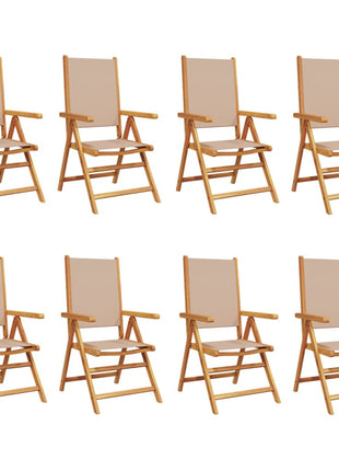 Tuinstoelen 8 st inklapbaar stof en massief hout taupe