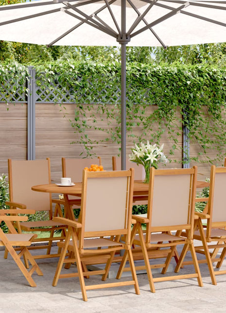 Tuinstoelen 8 st inklapbaar stof en massief hout taupe