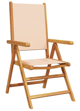 Tuinstoelen 4 st inklapbaar stof en massief hout beige