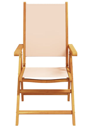 Tuinstoelen 4 st inklapbaar stof en massief hout beige
