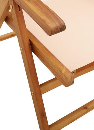 Tuinstoelen 4 st inklapbaar stof en massief hout beige