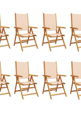 Tuinstoelen 8 st inklapbaar stof en massief hout beige