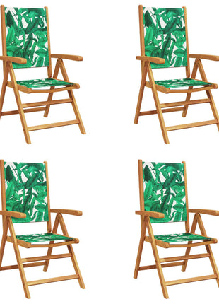 Tuinstoelen 4 st verstelbaar massief hout en stof groen