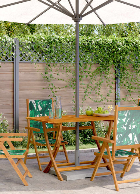 Tuinstoelen 4 st verstelbaar massief hout en stof groen