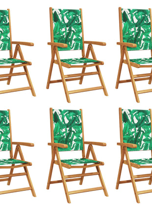 Tuinstoelen 6 st verstelbaar massief hout en stof groen