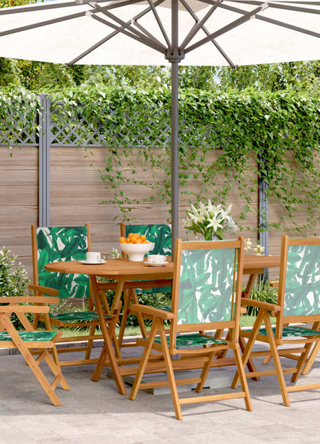 Tuinstoelen 6 st verstelbaar massief hout en stof groen