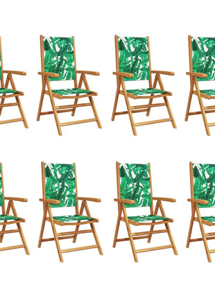 Tuinstoelen 8 st verstelbaar massief hout en stof groen