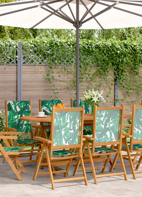 Tuinstoelen 8 st verstelbaar massief hout en stof groen