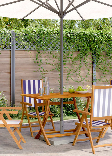Tuinstoelen 4 st verstelbaar massief hout en stof blauw en wit